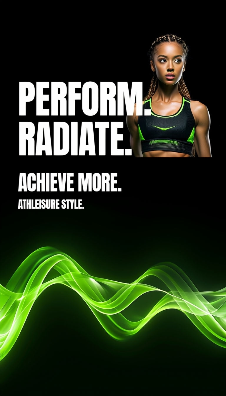 Dynamic Athleisure Advertisement Featuring Focused Young Woman Ads