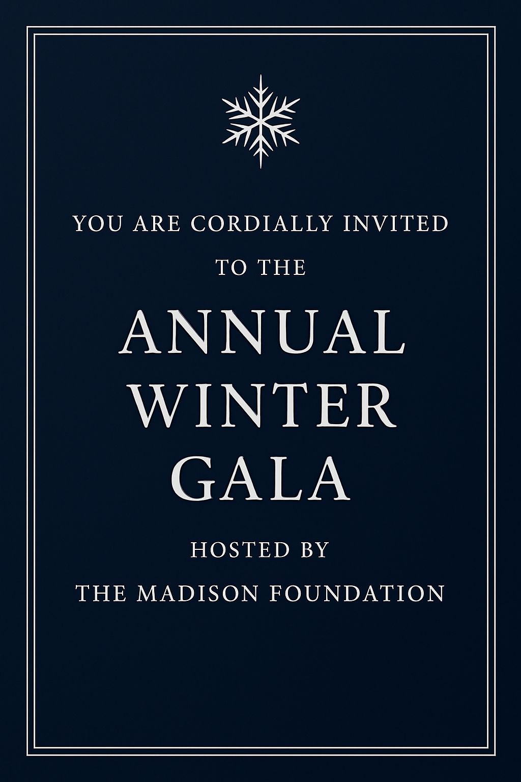 Elegant Navy Blue Winter Gala Invitation Card Design