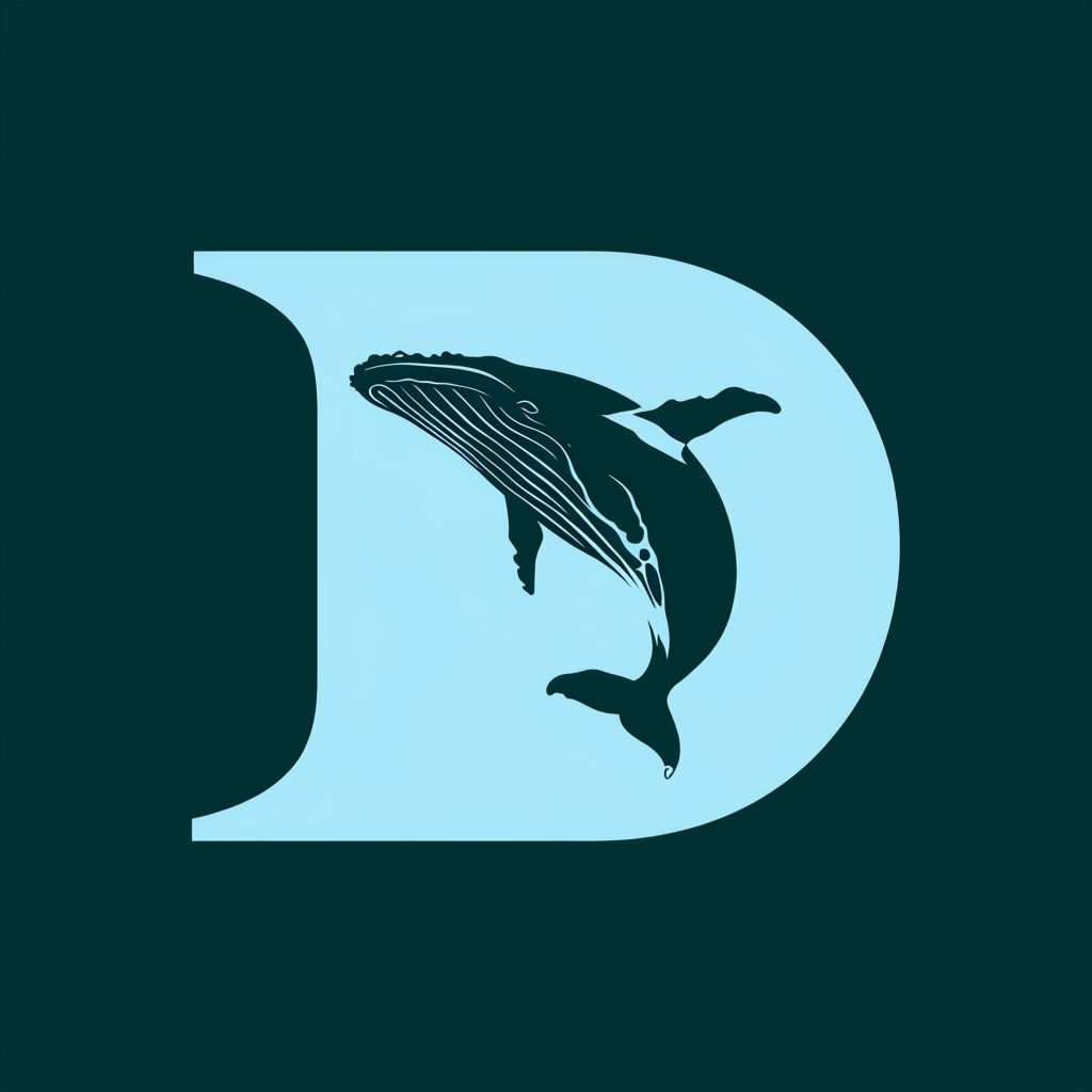 Elegant Modern Whale Monogram Logo Design in Blue and Green