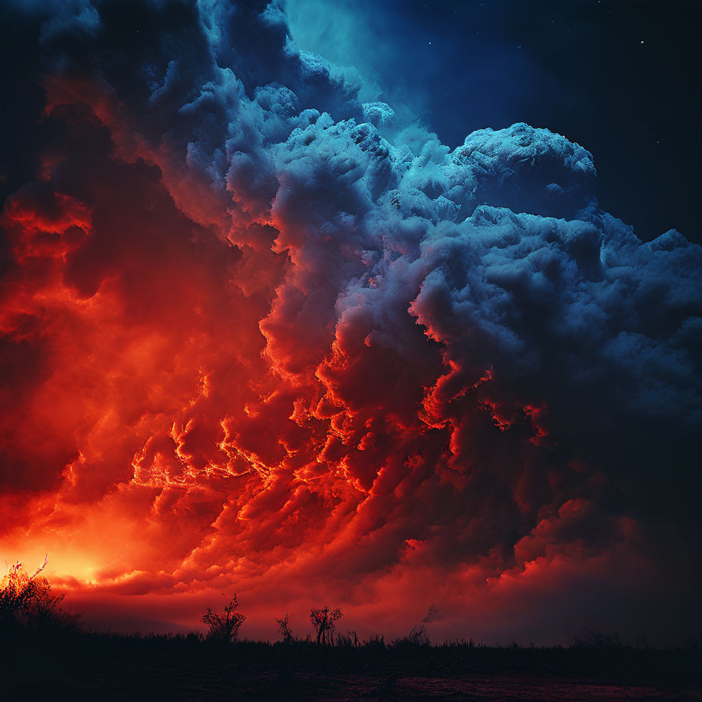 Horror sky. Scary landscape. Blue flames against the backgro... by ZERG ...