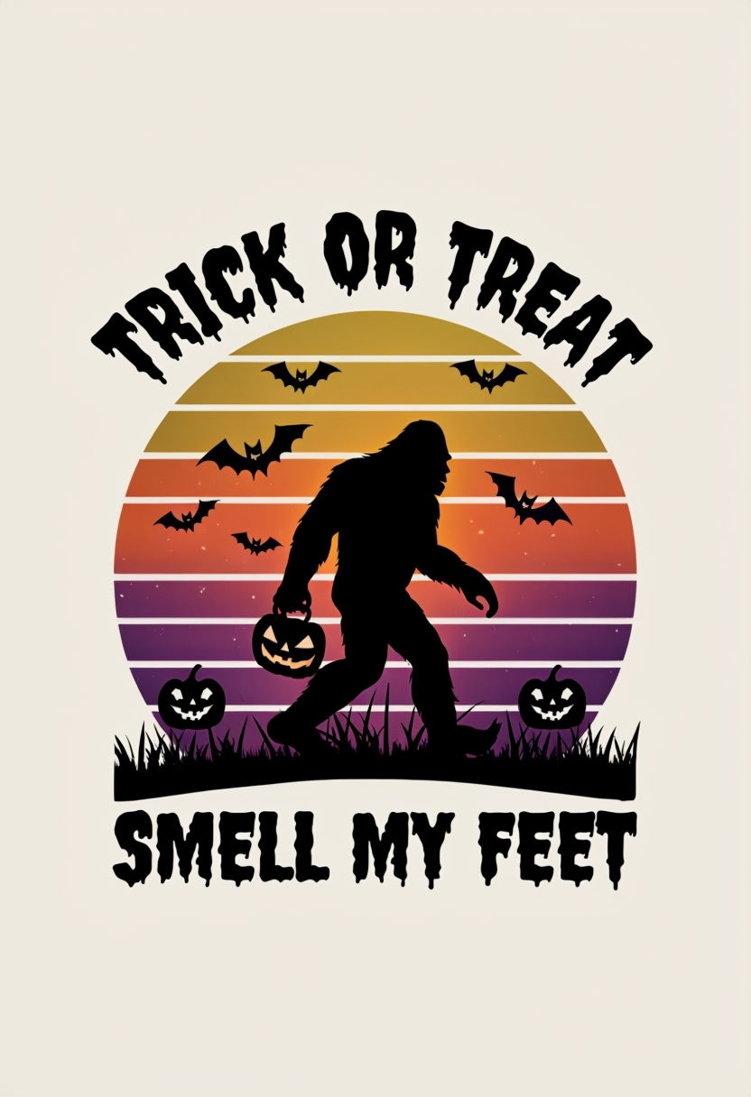 Playful Sasquatch Trick or Treat Halloween Art Poster