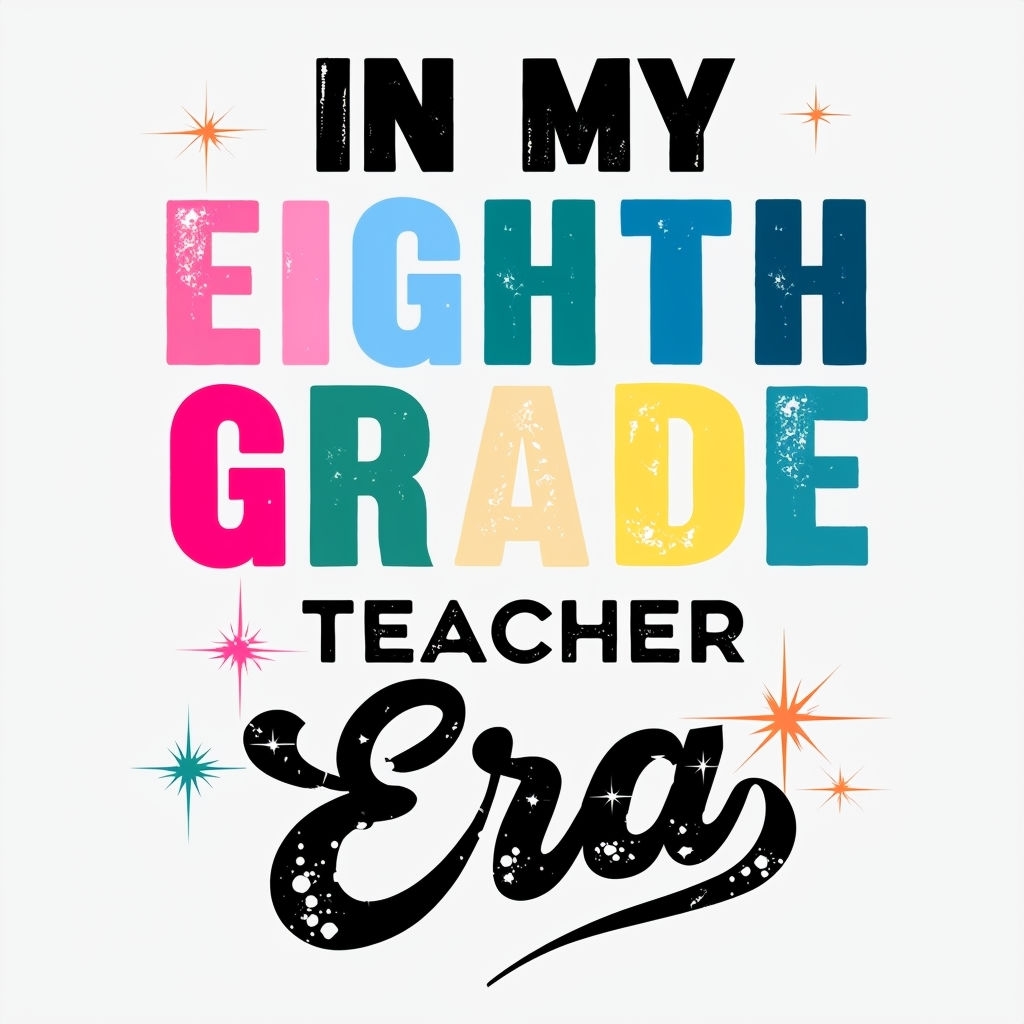 Vibrant Eighth Grade Teacher Typography T-Shirt