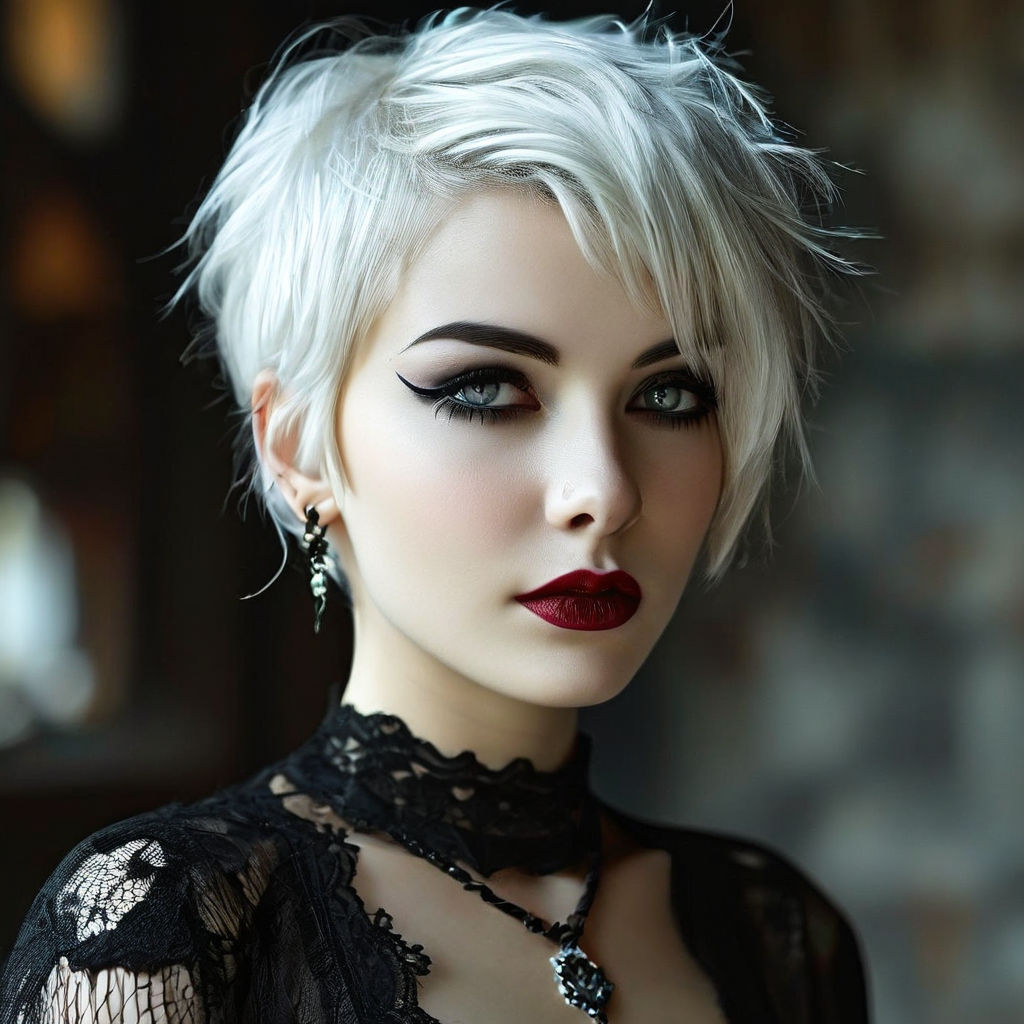 An short haired goth girl