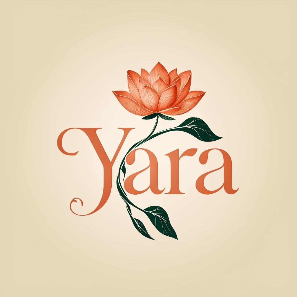 Elegant Yara Logo with Lotus Flower and Botanical Design T-shirt