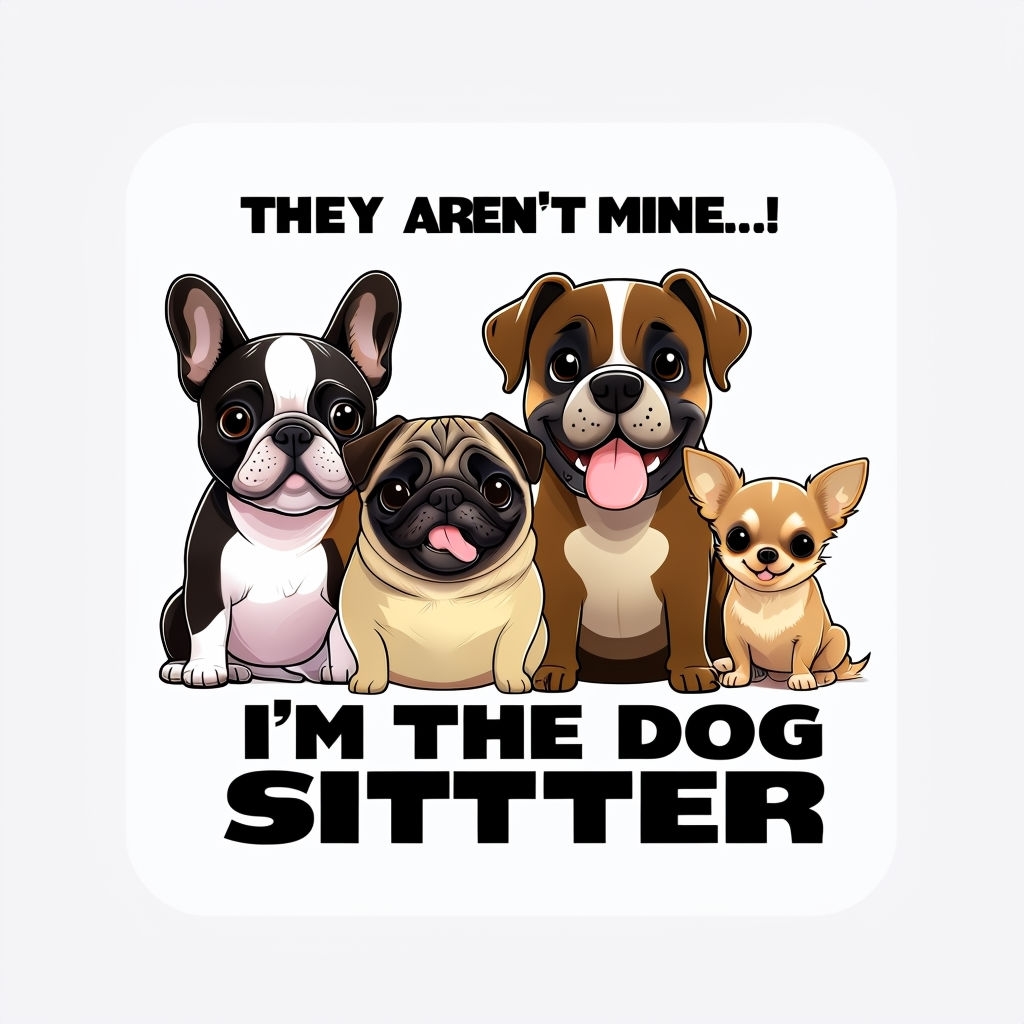Adorable Cartoon Dogs with Funny Text Sticker