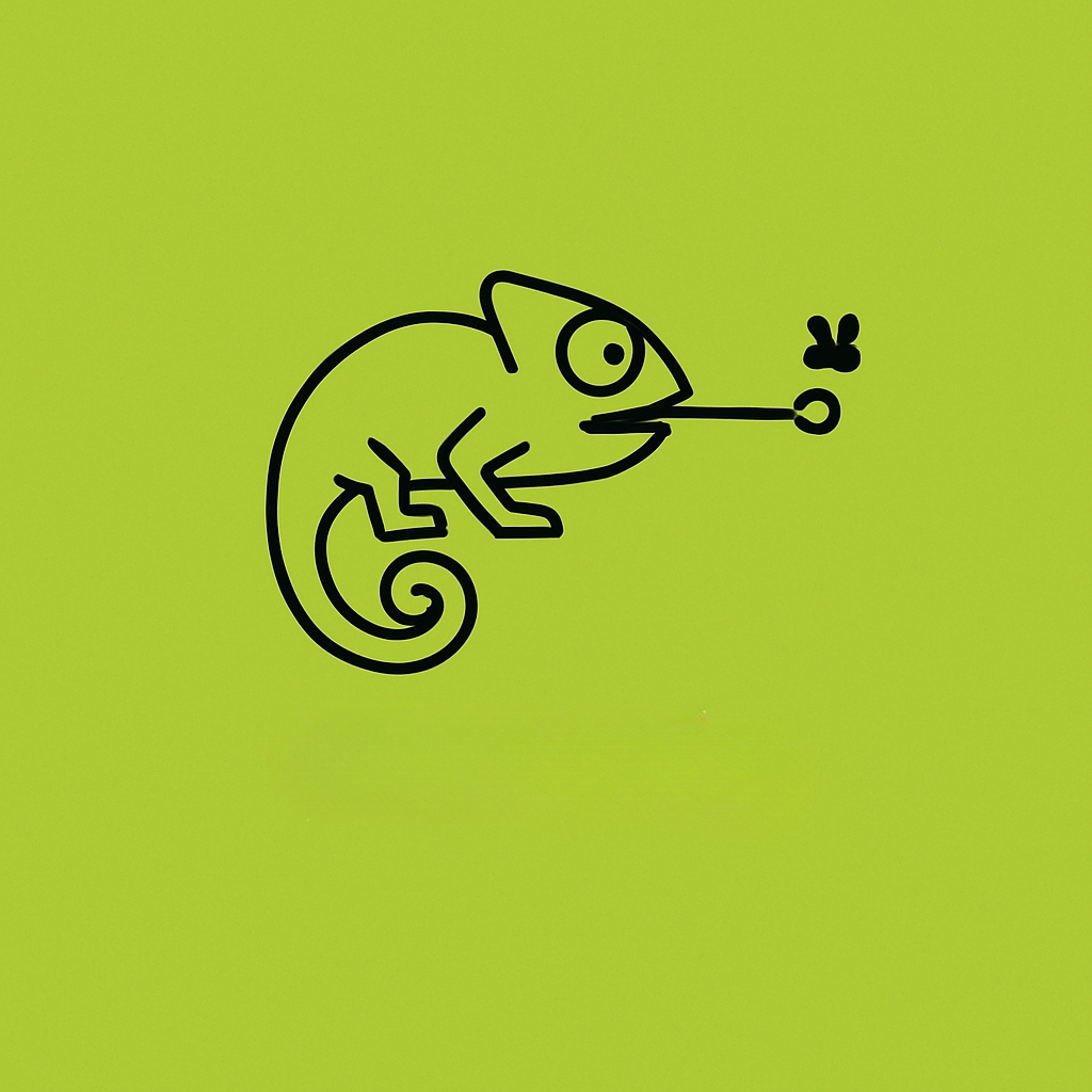 Playful Minimalist Chameleon Logo Design on Lime Green Background