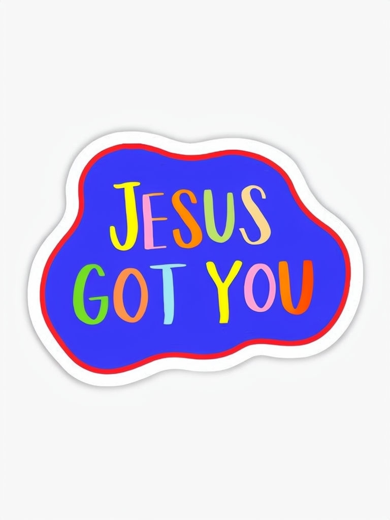 Vibrant Hand-Drawn Jesus Got You Colorful Sticker