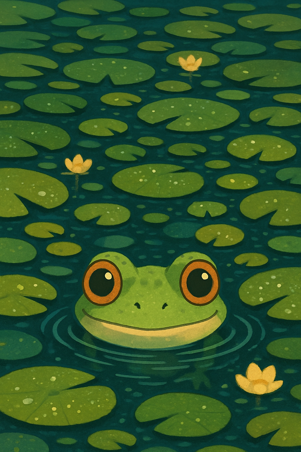 Cheerful Green Frog in Aquatic Scene Phone Case Cover