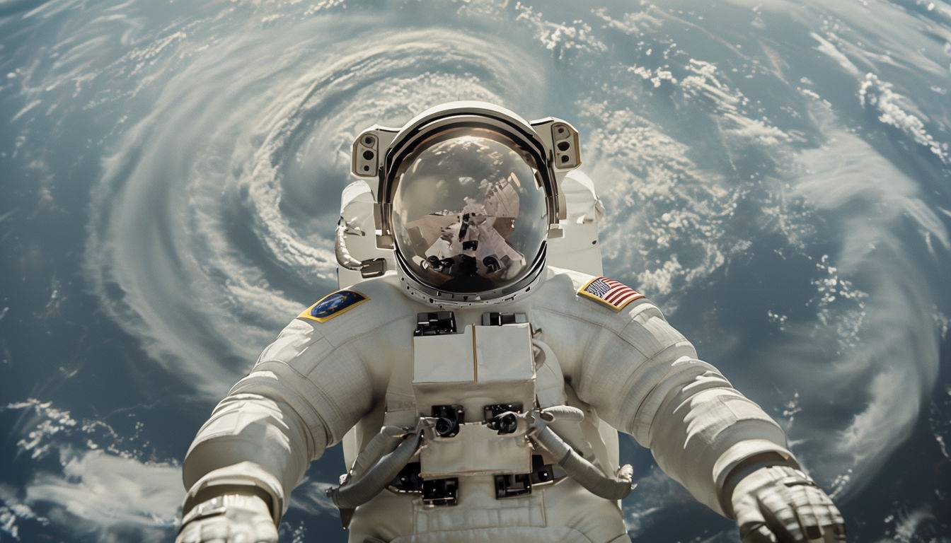 Astronaut Floating in Space with Earth Background Virtual Backgrounds