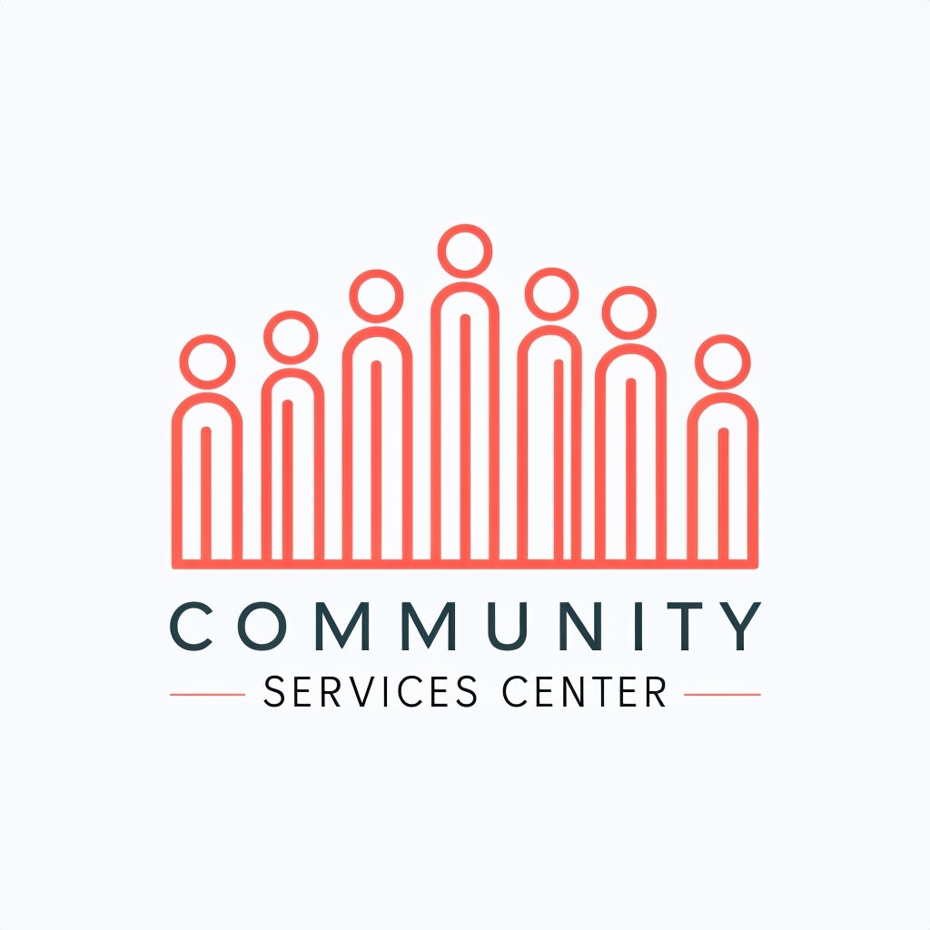 Minimalist Coral Red Community Services Center Logo