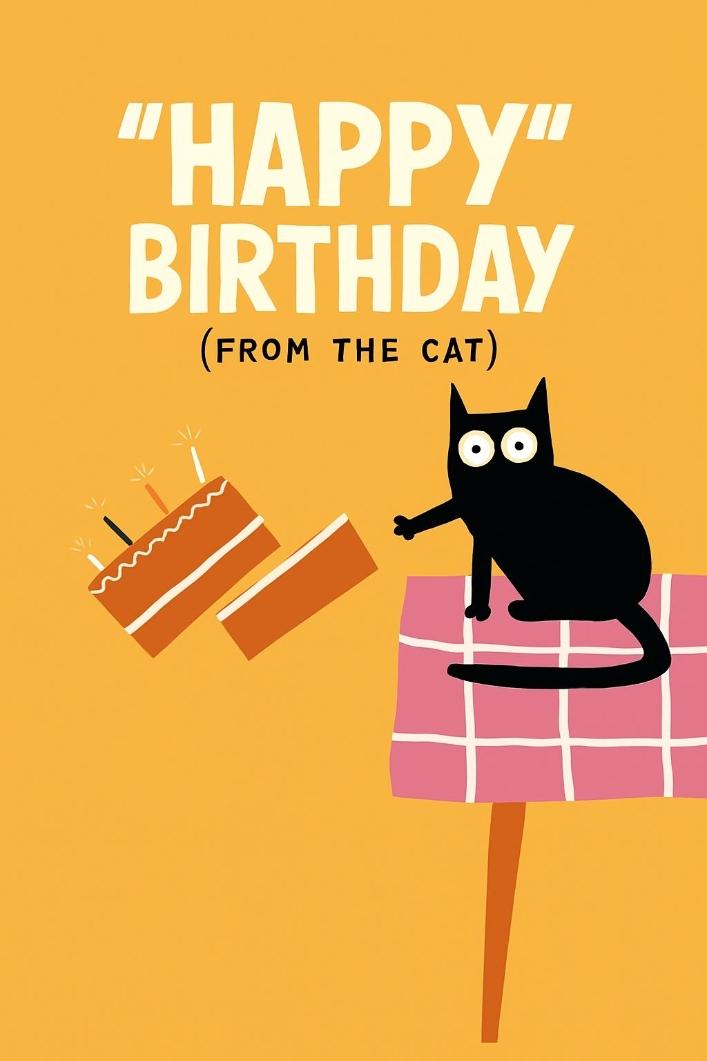 Playful Happy Birthday Card Illustration from the Cat Design Cards & Invites