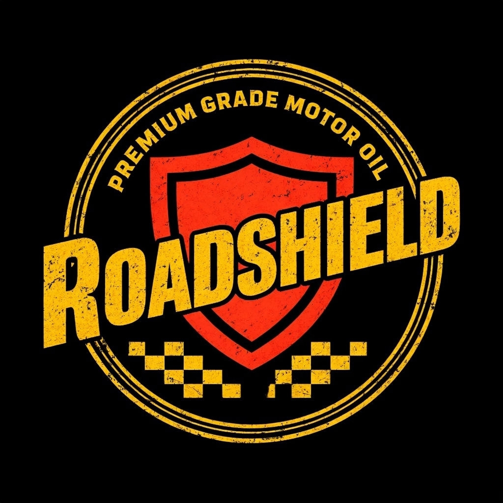 Vintage Retro Roadshield Motor Oil Logo Design in Distressed Colors