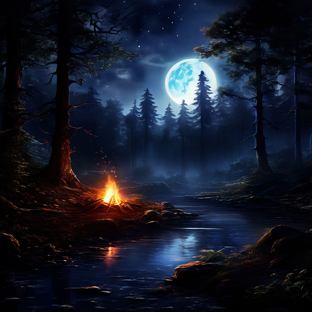 moonlit night forest