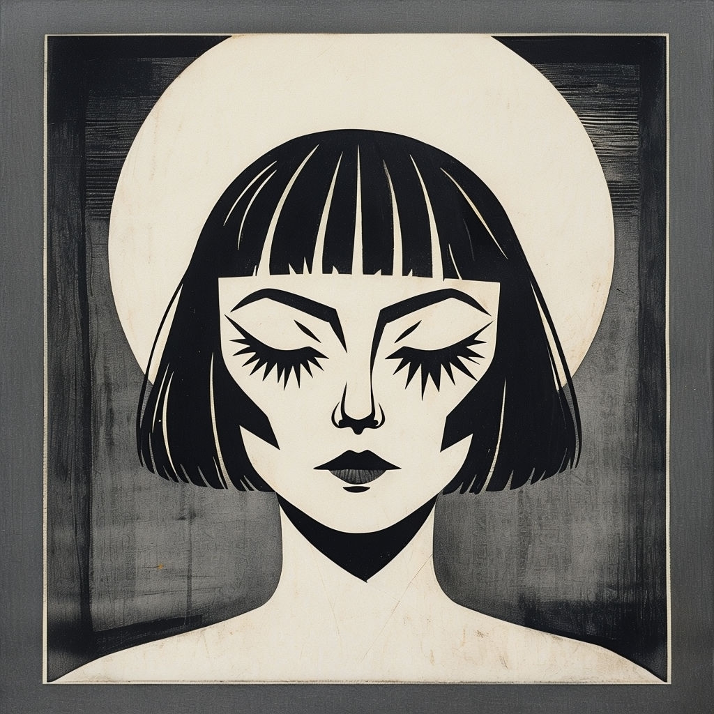 Minimalist Abstract Human Face Ink Print Art