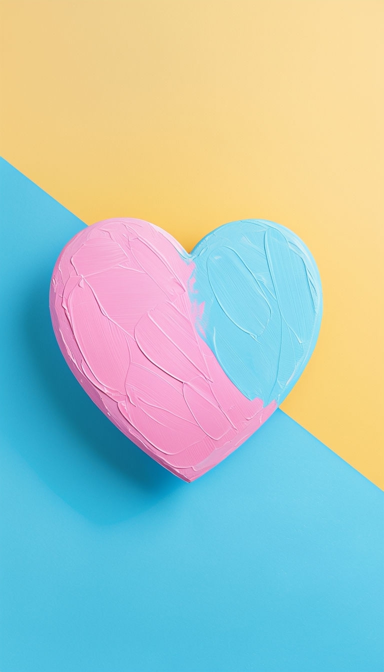 Colorful Heart-Shaped Object on Minimalist Background Mobile Wallpaper