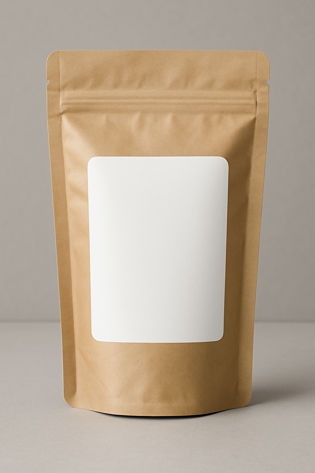 Minimalist Brown Kraft Pouch with White Label Mockup