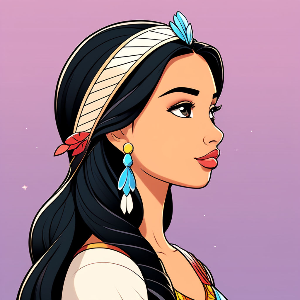 Generate an image reimagining Disney princesses in the GTA universe.  Consider blending iconic Disney princess Pocahontas