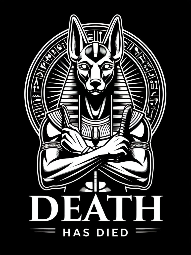Bold Anubis Death Has Died Egyptian God Illustration T-Shirt