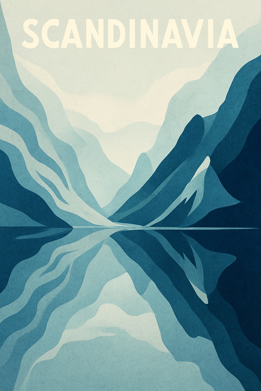Stylized Scandinavia Travel Landscape Illustration Poster