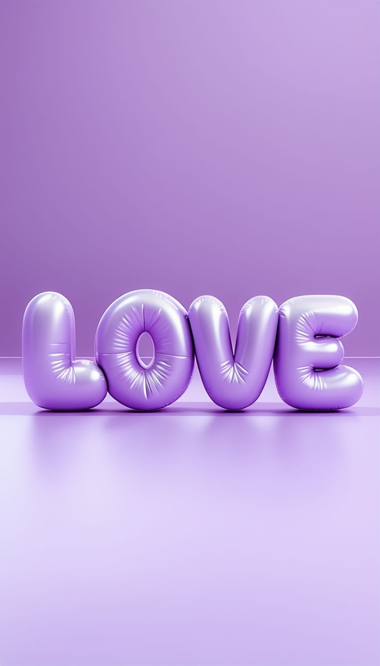 Glossy Pastel Purple LOVE Balloon Letters Design Phone Case Cover