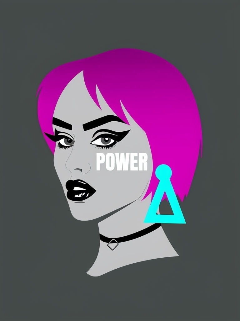Stylish Avant-Garde Woman Portrait with Power Statement T-Shirt