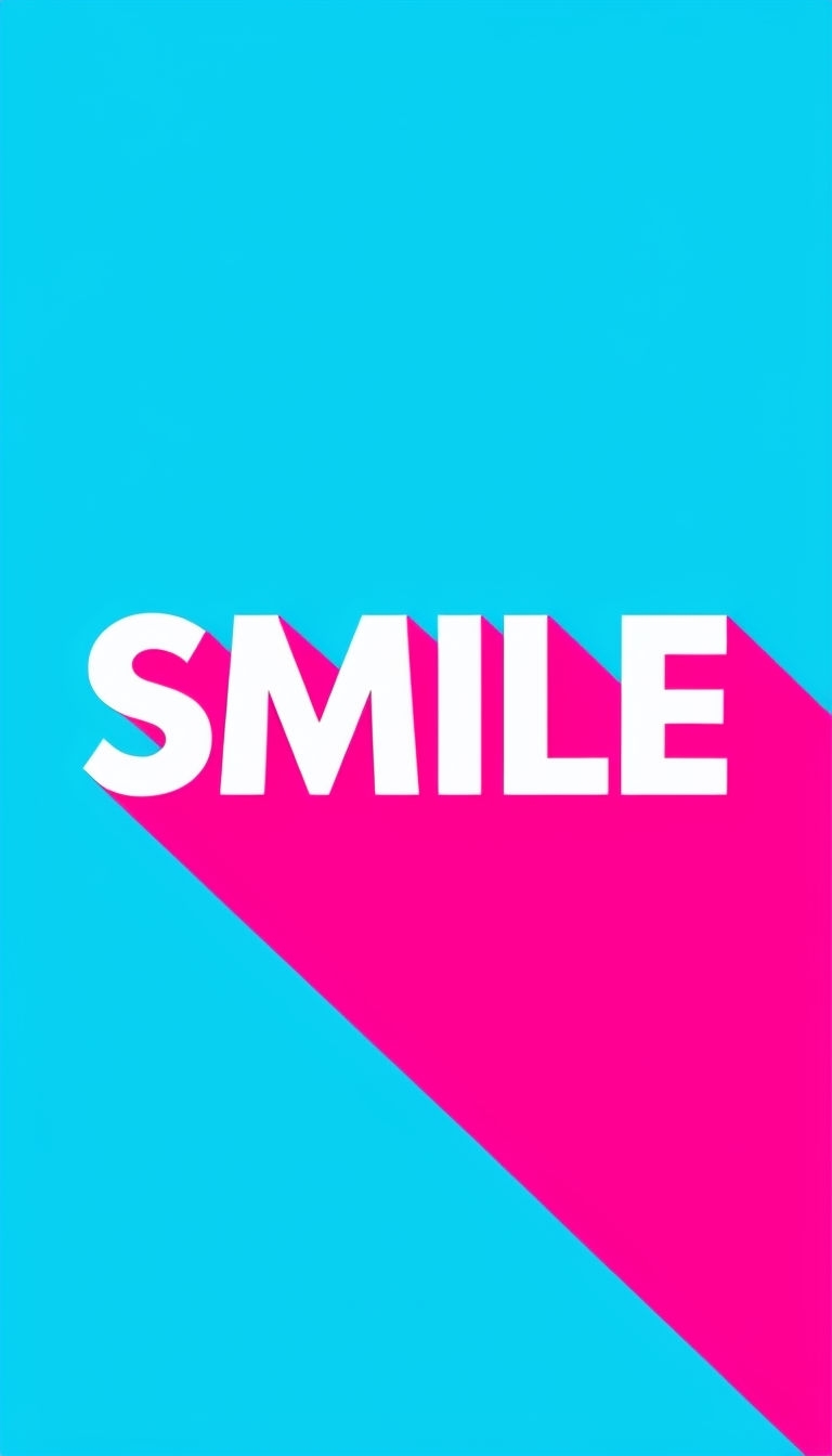 Bold Minimalist SMILE Graphic Design on Vibrant Cyan Background Mobile Wallpaper