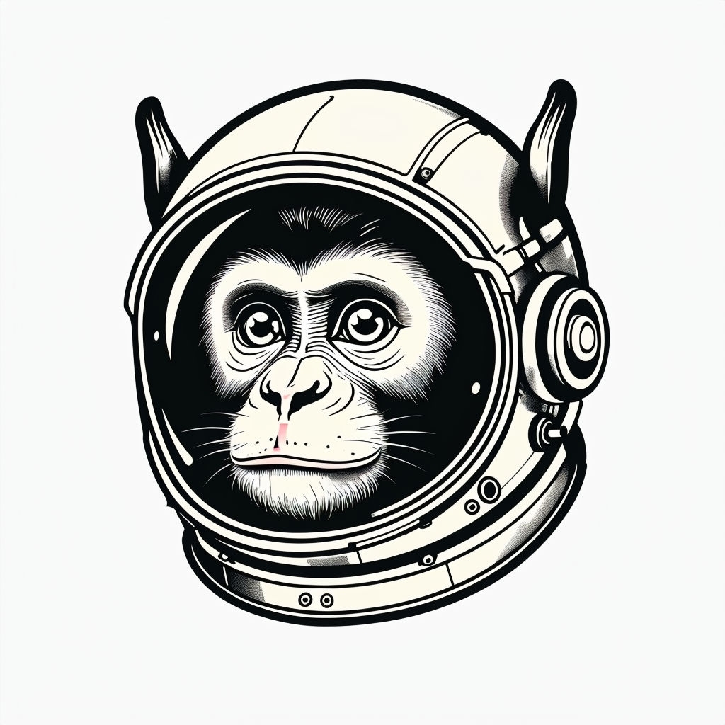 Vintage Monkey Astronaut Head Illustration Sticker