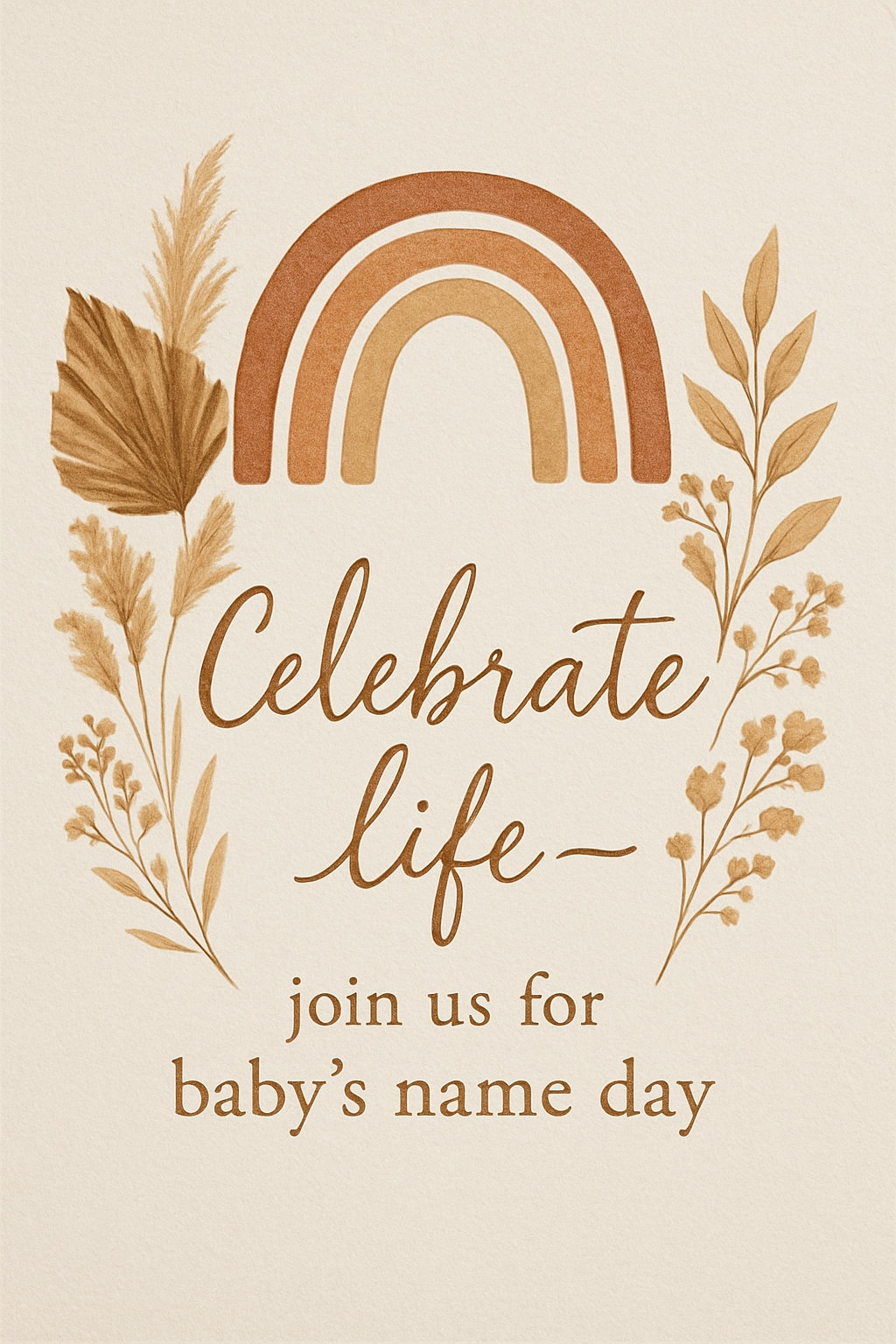 Elegant Rainbow Baby Name Day Invitation Card Design