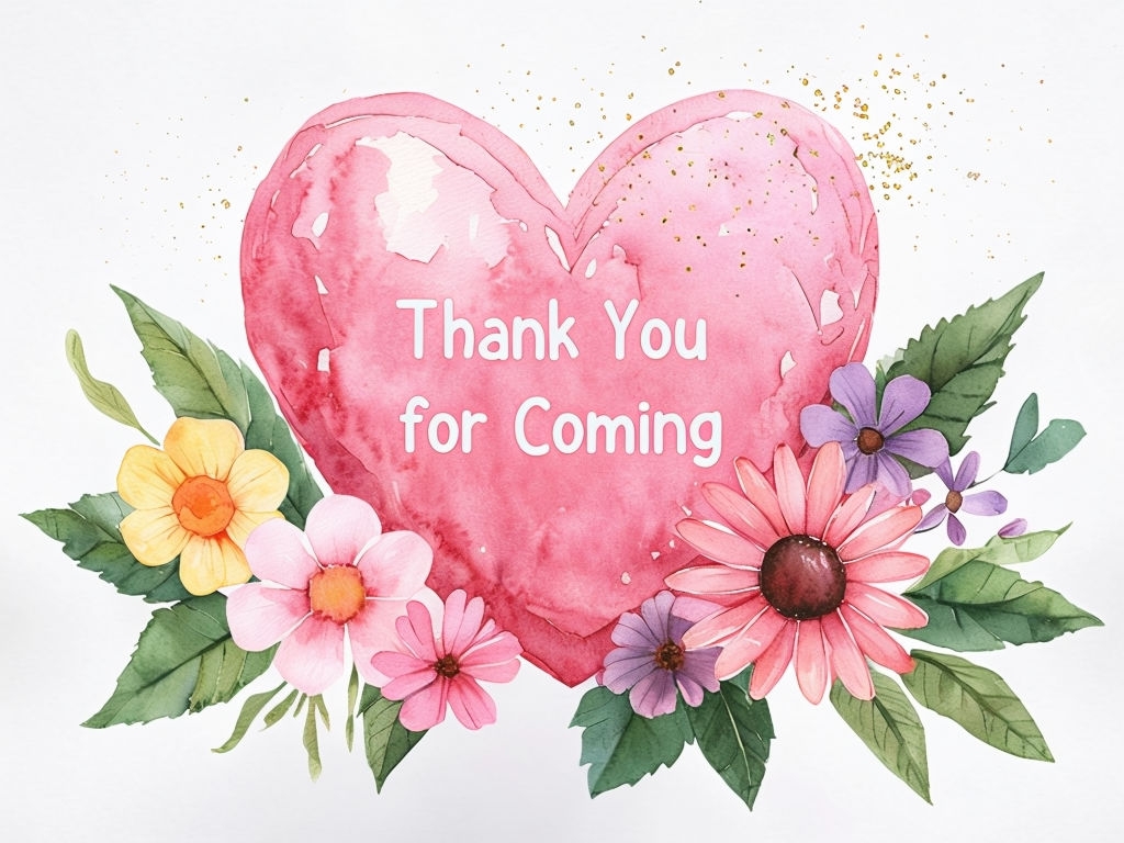 Whimsical Pink Heart Thank You for Coming Event Sign