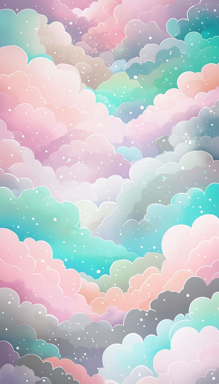 Pastel Dreamy Sky with Fluffy Clouds Illustration Phone Case Cover