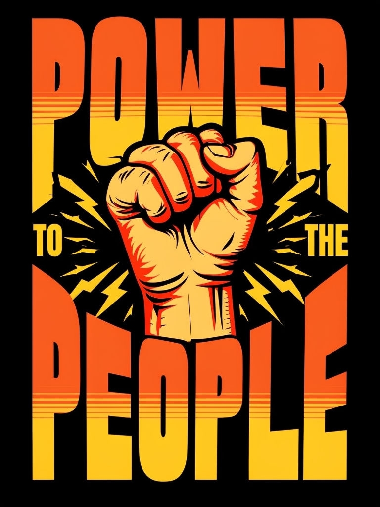 Empowering Clenched Fist with Power to the People Design T-shirt