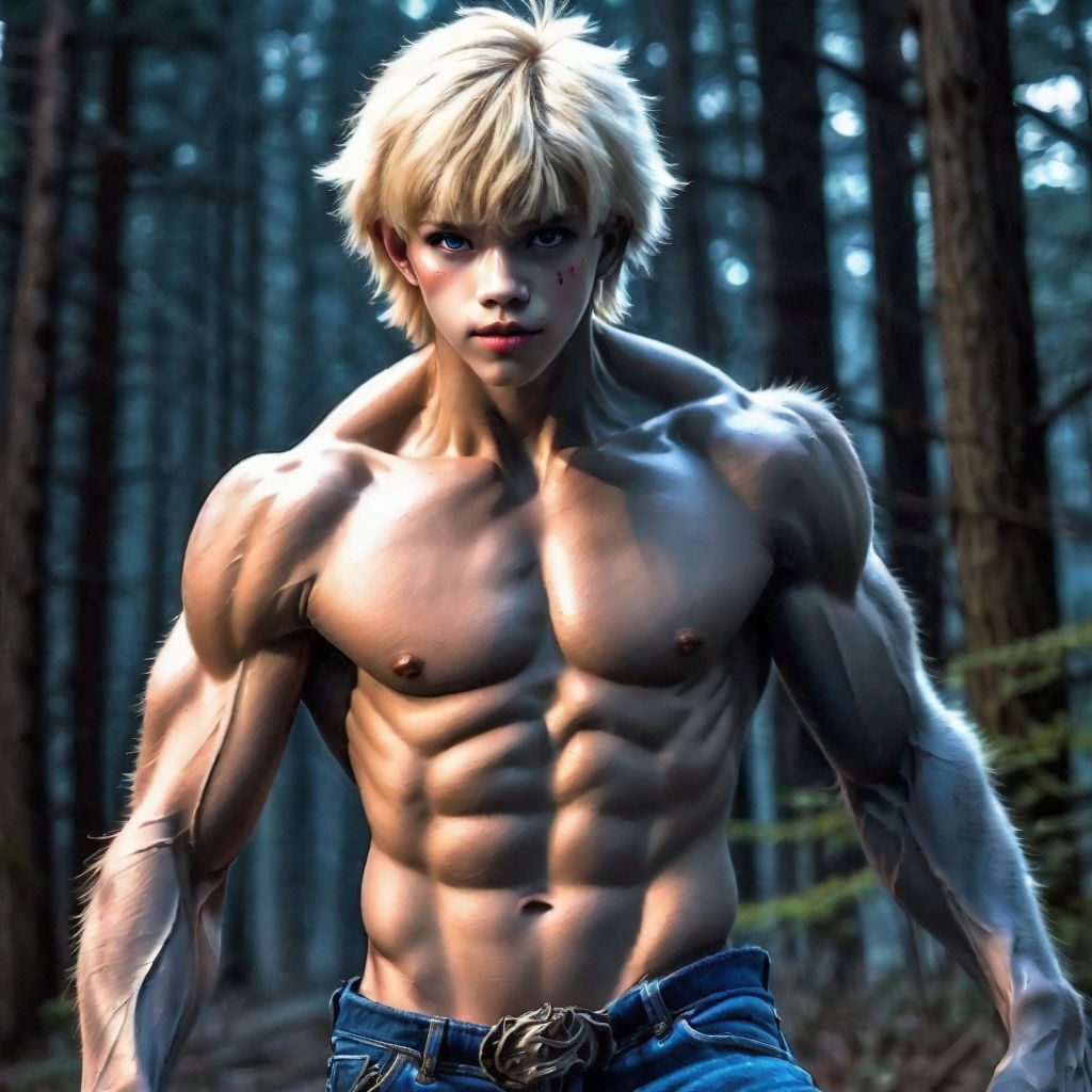 Anime man Character strong muscle power full