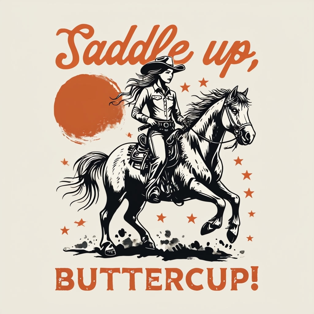 Vintage Cowgirl Riding Horse Adventure T-Shirt