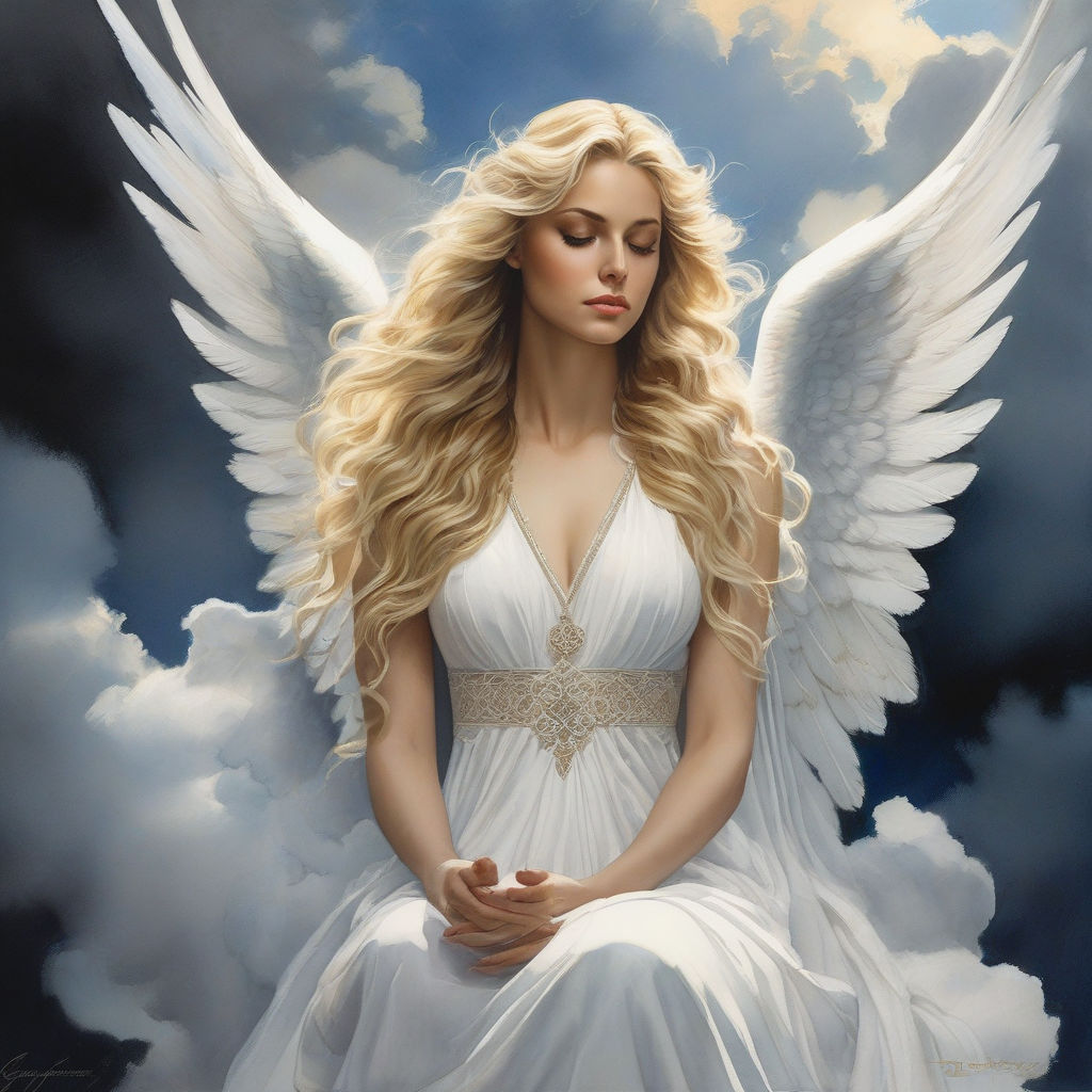 White mourning angel on clouds by Валентина Лахно - Playground