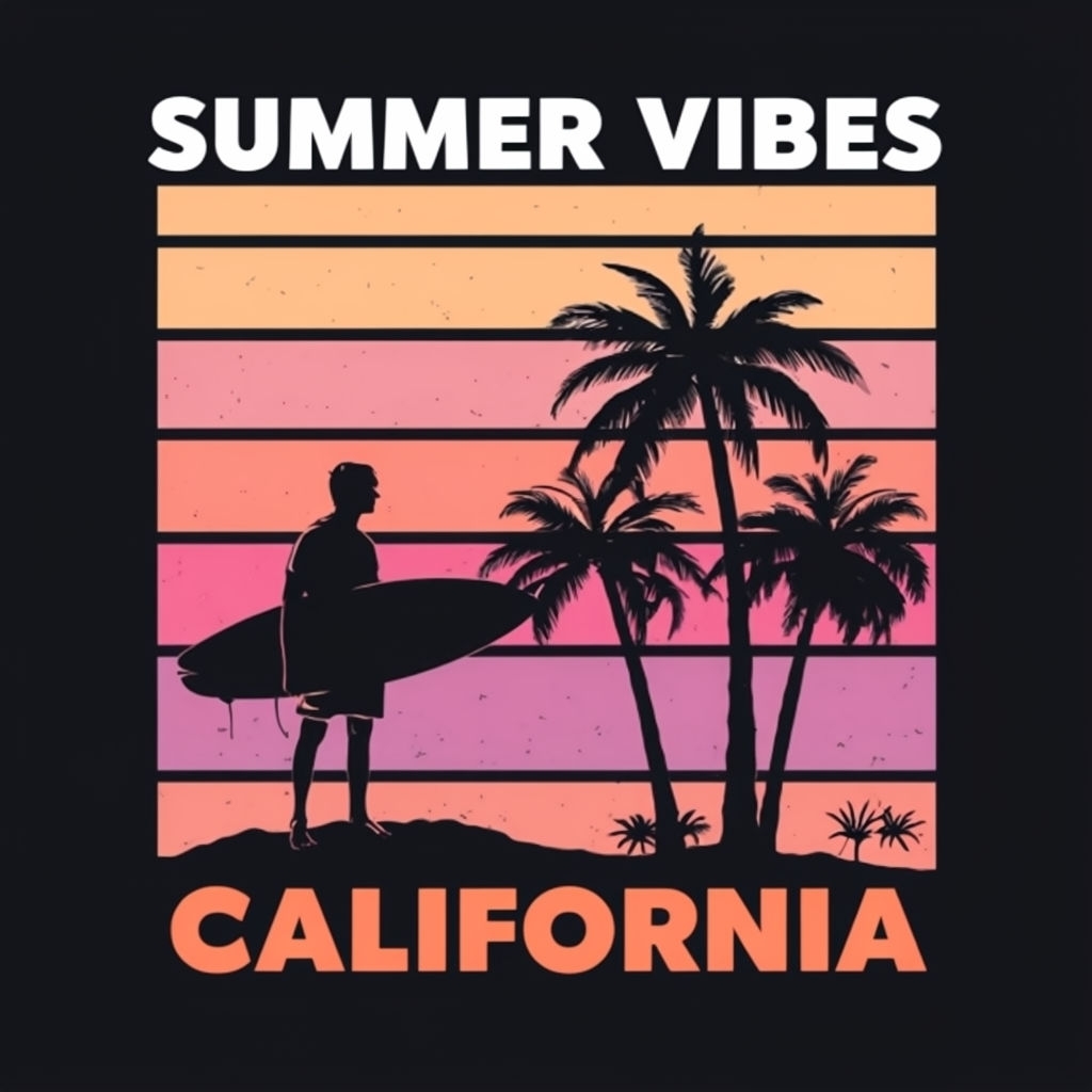 Retro Surfer Summer Vibes Graphic T-Shirt