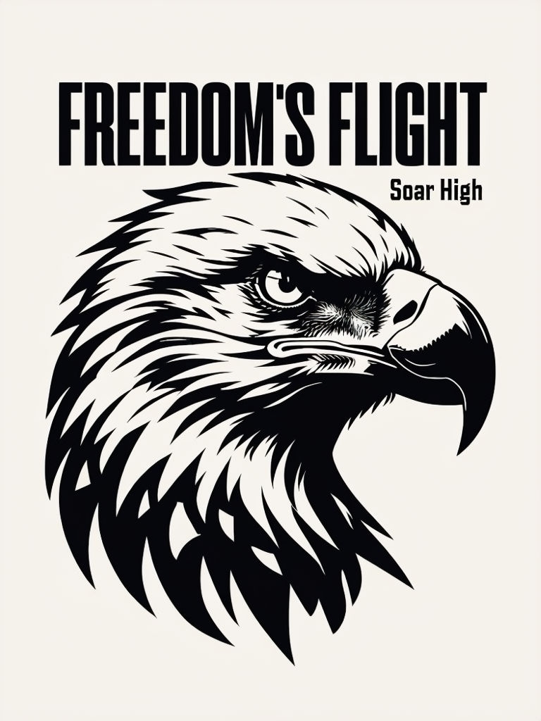 Majestic Eagle Head with Freedom's Flight Text T-Shirt
