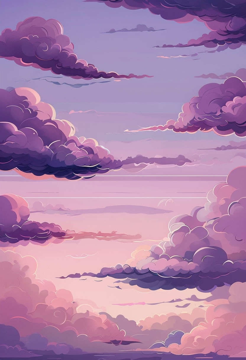 Serene Dusk Sky with Dreamy Cloud Illustrations Art