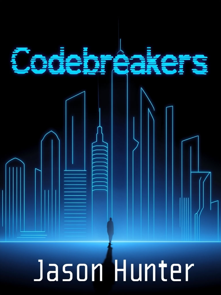 Futuristic Cityscape with Neon Codebreakers EBook Cover