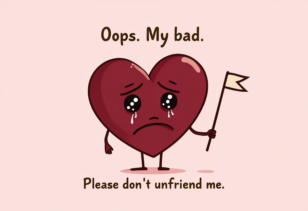 Sad Heart Character Illustration with Humorous Messaging Card