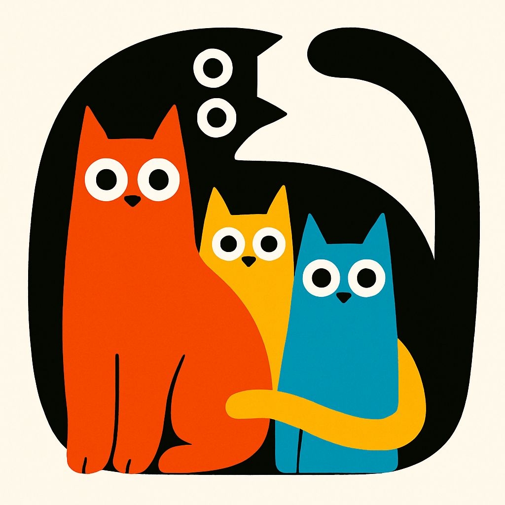 Vibrant Minimalist Cat Illustration for Modern Mug Design