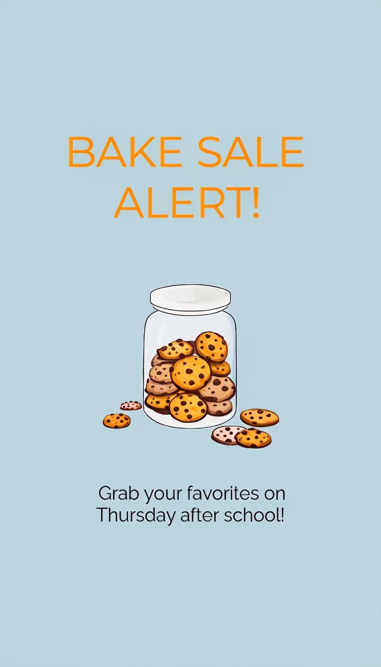 Bake Sale Alert Minimalist Instagram Story Design Social Media Post