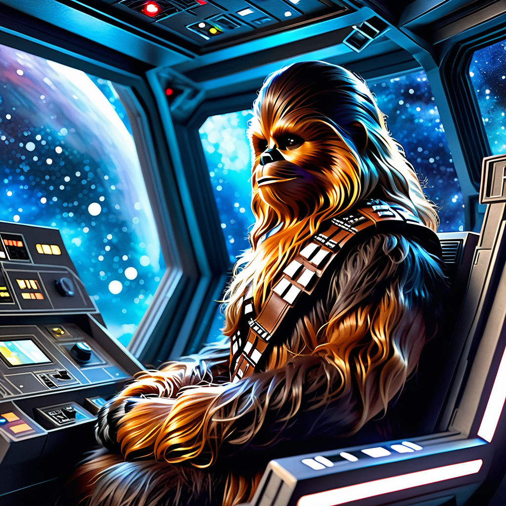 Chewbacca on board the Millennium Falcon