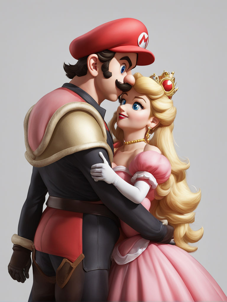 Mario and princess peach hugging hayao miyazaki drawing