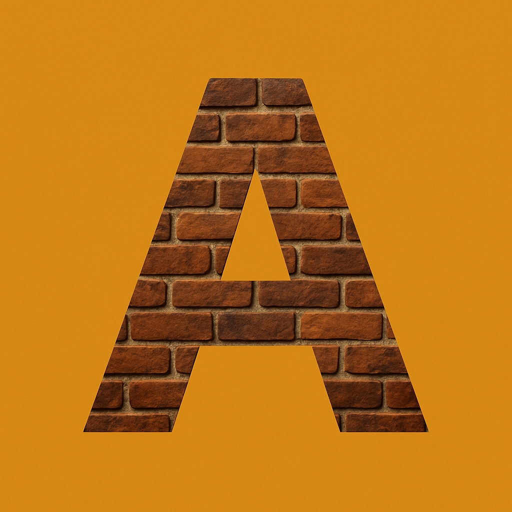 Minimalist Letter A with Brick Texture on Amber Background Monogram