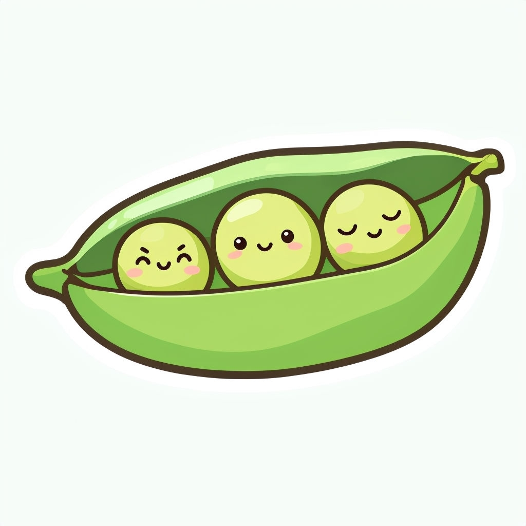Cheerful Cartoon Peas in a Pod Illustration Sticker