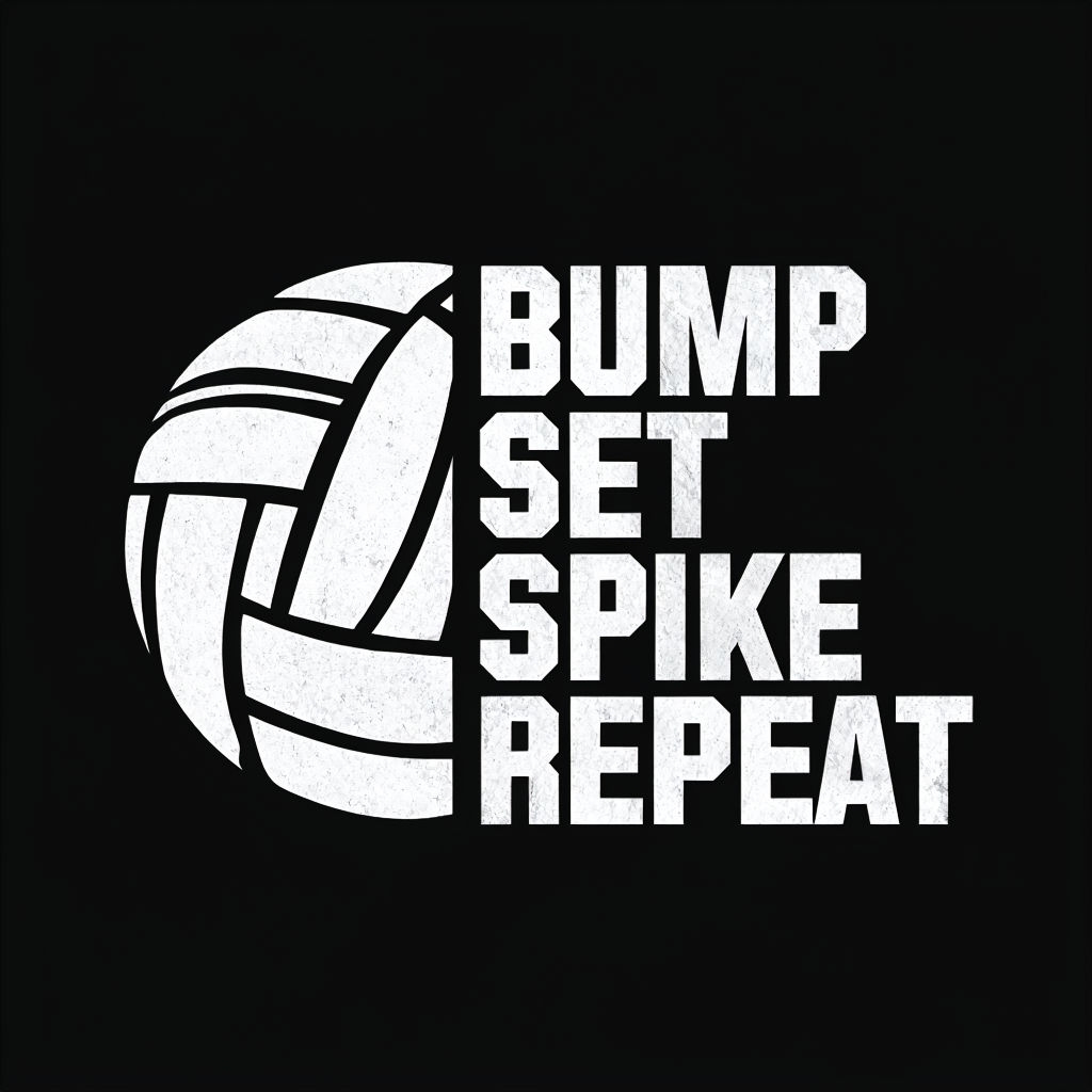 Minimalist Volleyball Bump Set Spike Repeat Graphic T-Shirt