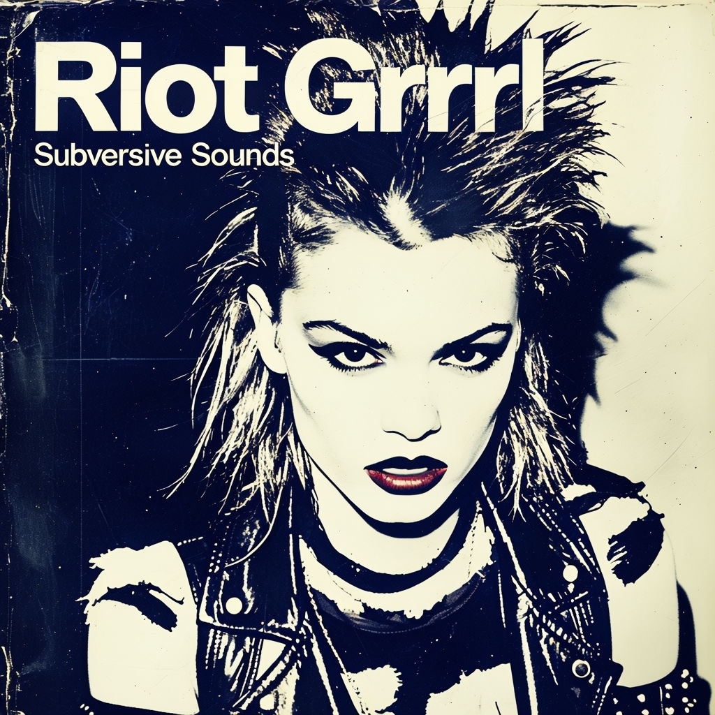 Fierce 1980s Punk Woman with Bold Expression Album Cover