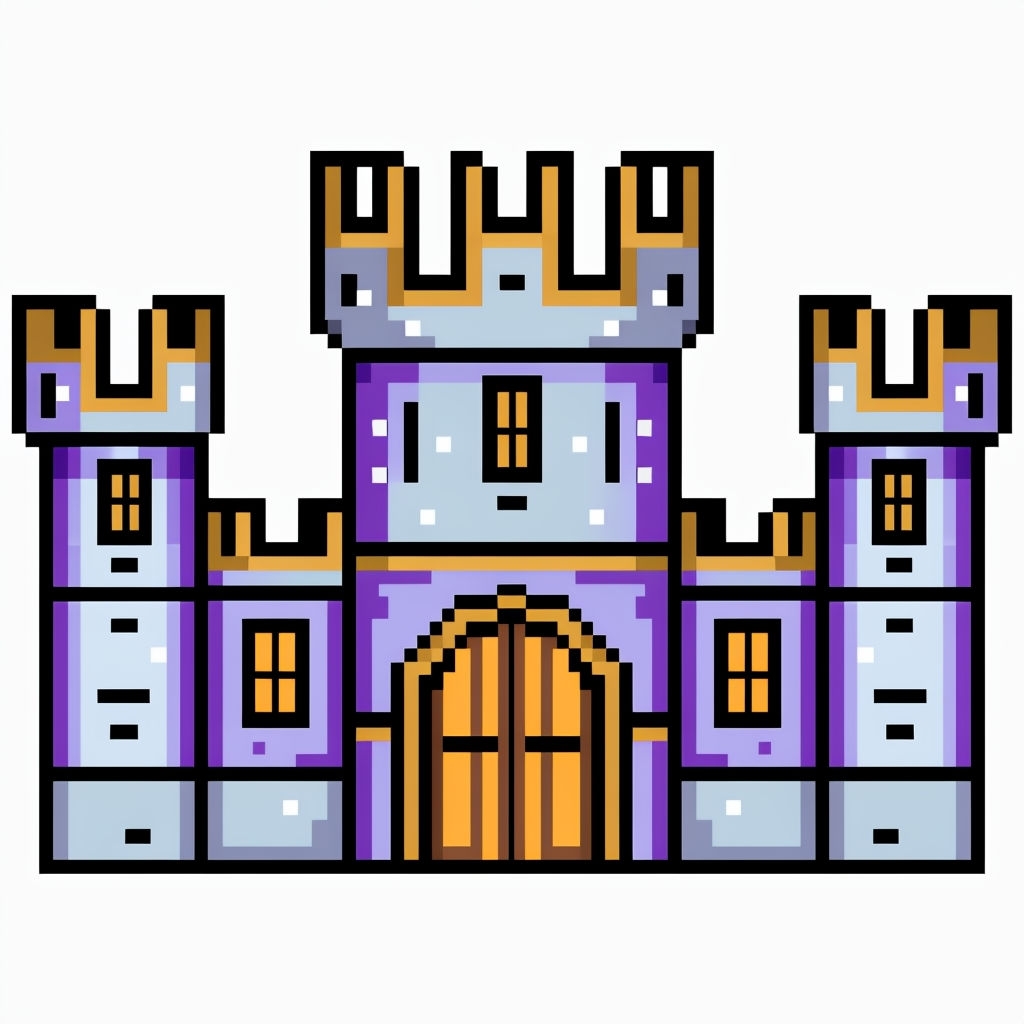 Vibrant Pixel Art Medieval Castle Icon Sticker