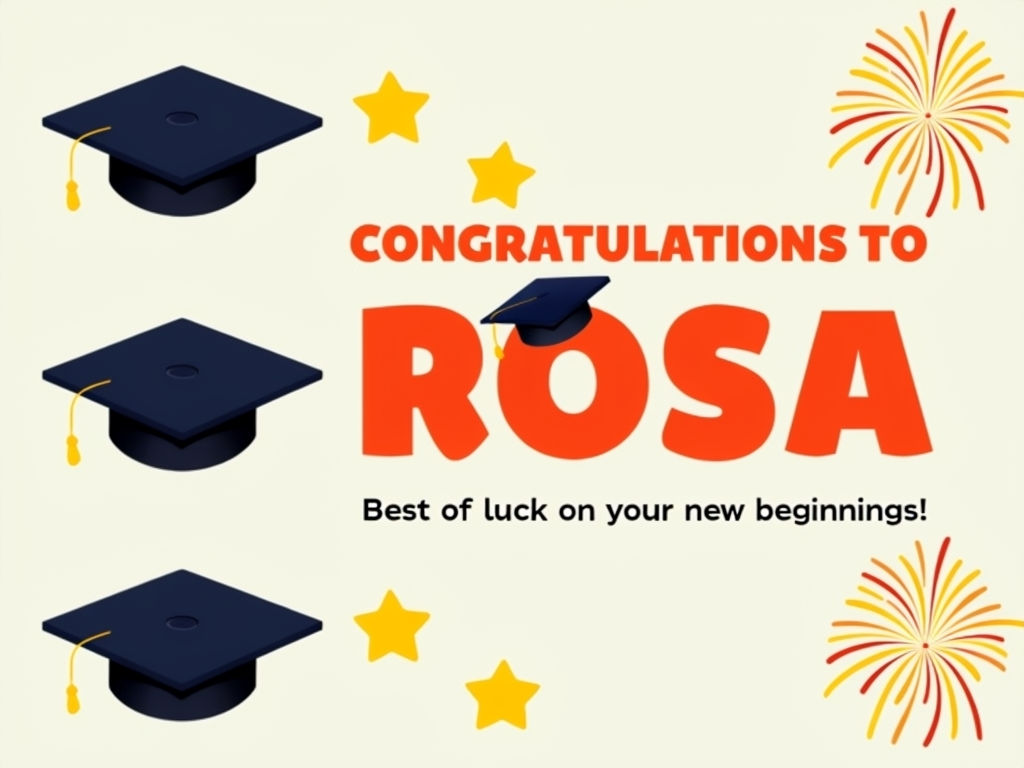 Vibrant Graduation Congratulations Card for Rosa with Festive Elements