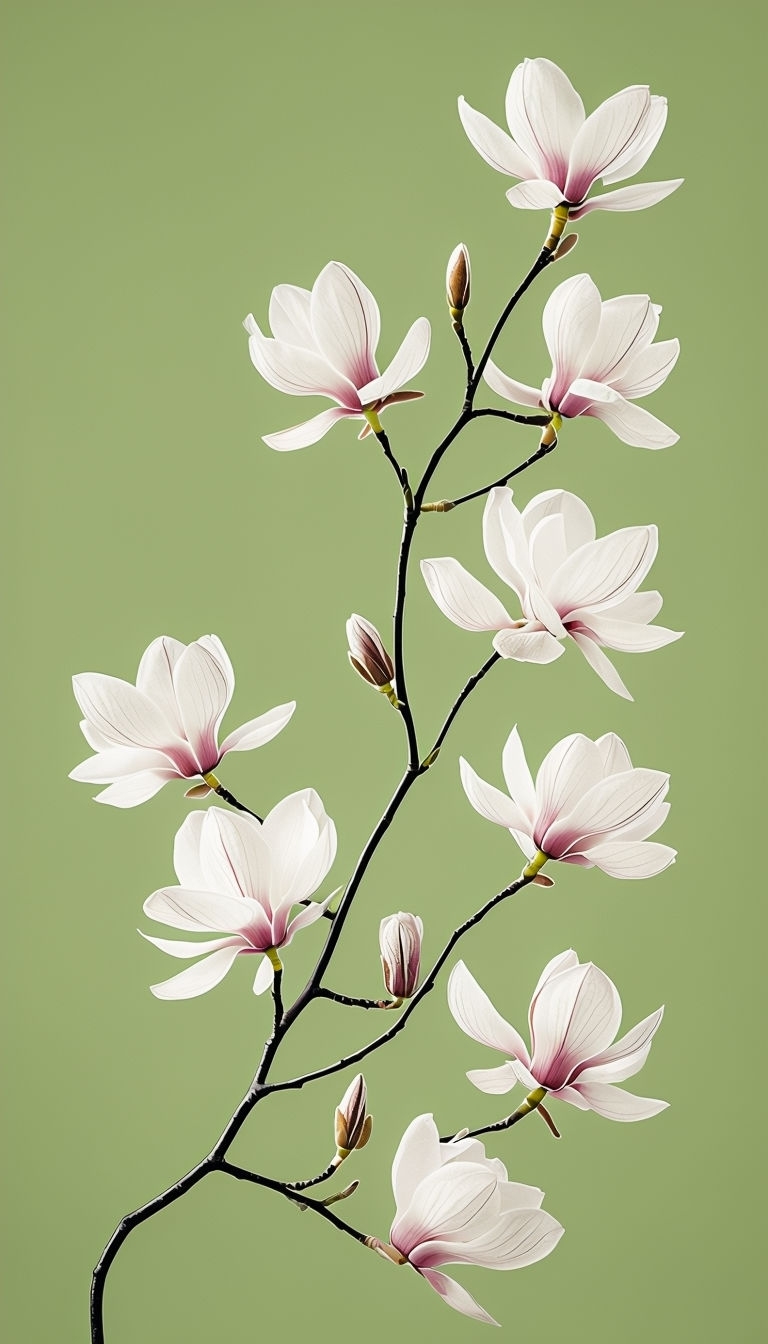 Minimalist Magnolia Flower Branch Illustration Phone Case Cover